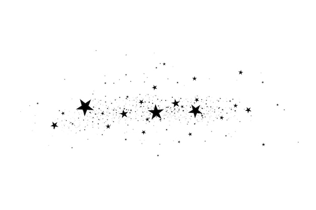 Stars on a white background. Black star shooting with an elegant star.Meteoroid, comet, asteroid.