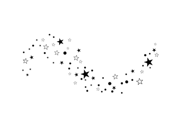 Stars on a white background Black star shooting with an elegant starMeteoroid comet asteroid