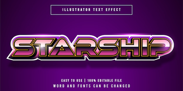 Starship, Retro Style Metallic Text Effect