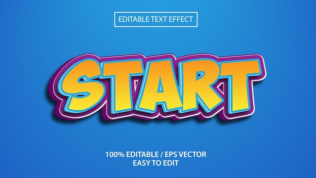 Start 3D text effect Premium Vector