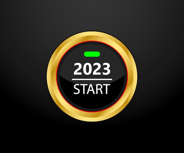 start button Happy new year concept