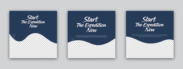 Start the expedition now Travel agency social media post template design Set of web banner poster