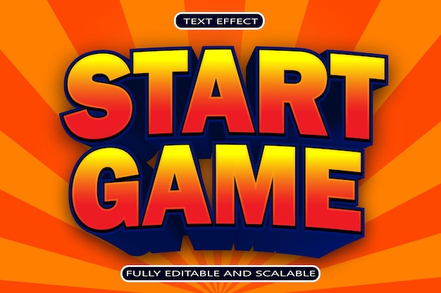 Start Game Editable Text Effect 3 Dimension Modern Style