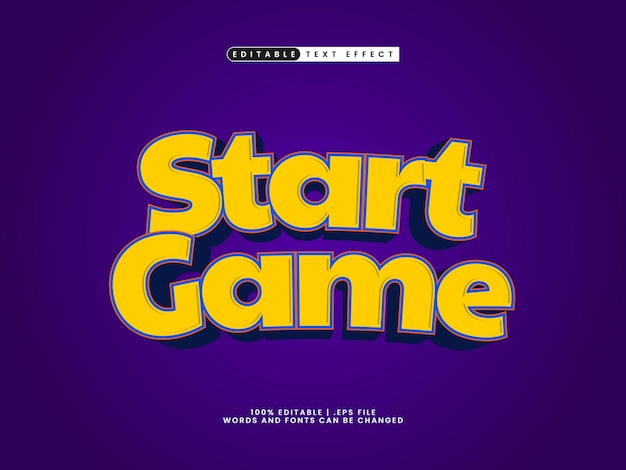 Vector start game editable text effect in game hero text style