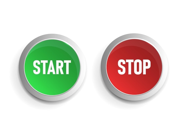 Start and stop button in color on a white background