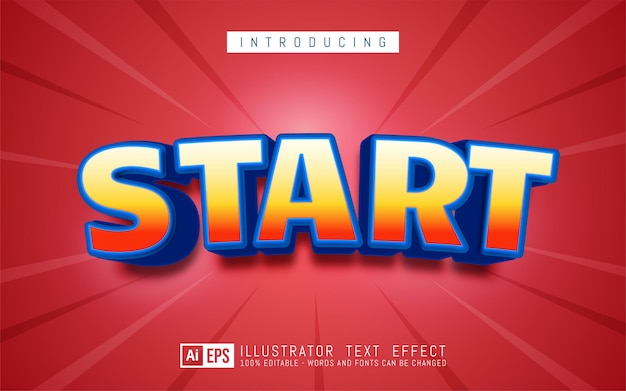 Start text effect, Editable three dimension text style