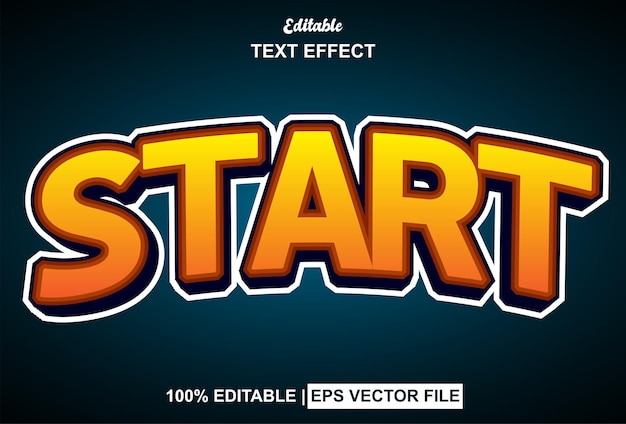 Start text effect with 3d style and editable