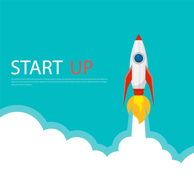 Start Up concept Rocket ship Startup business project Vector illustration