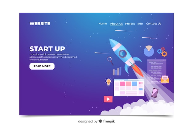 Start up landing page space theme