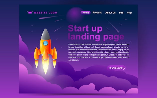 Start up landing page template of Social media services. Modern flat design concept of web page design for website and mobile website