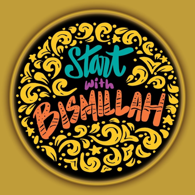 Start with bismillah hand lettering. Islamic wall art.