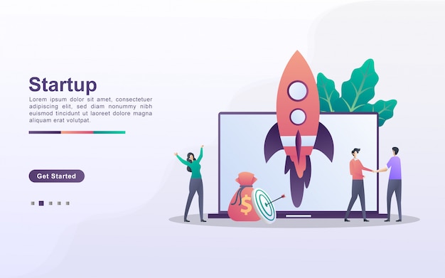 Startup business concept. Business project startup process, idea through planning and strategy, time management. Can use for web landing page, banner, mobile app.  