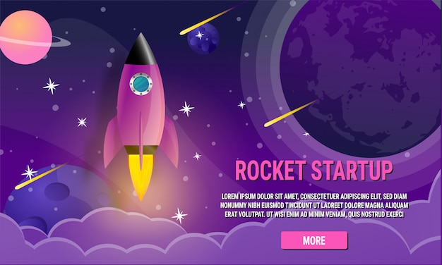 Startup business idea concept. Rocket ship in a flat vector