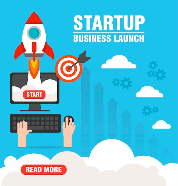 Startup business launch modern concept design flat