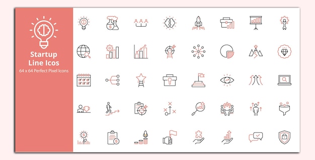 Startup Business Line icons vectors set