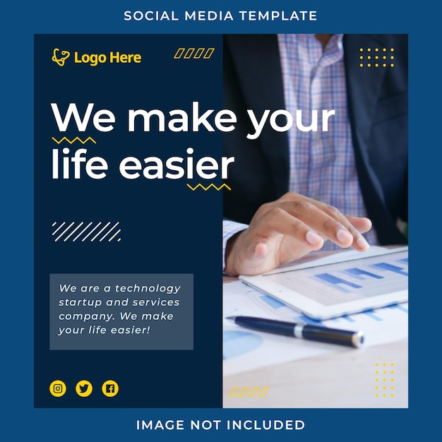 startup company and business instagram post template