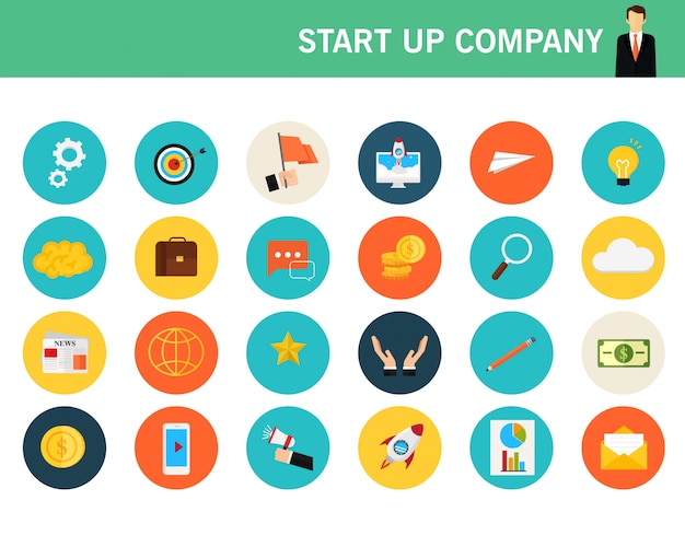 Startup Company concept flat icons