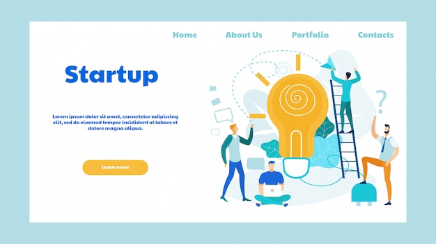 Startup Ideas Flat Vector Landing Page Template