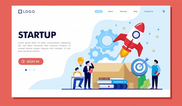 Startup landing page website illustrator 