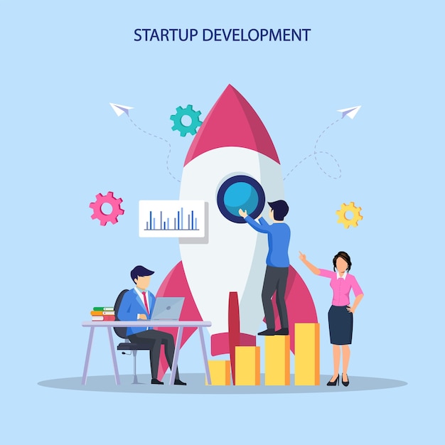 Startup launch concept Development process Innovation product creative idea