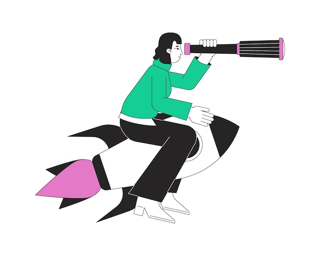 Startup launch flat line concept vector spot illustration