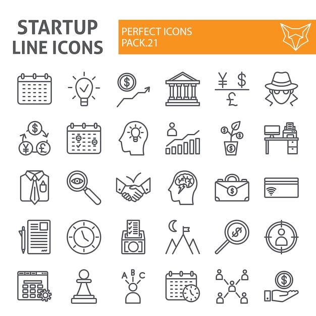 Startup line icon set, finance collection