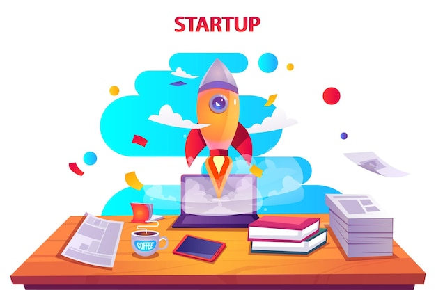 Startup project launch landing page Free Vector