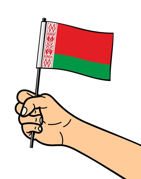 Vector the state symbol of the flag of belarus isolated on a white background national flag in hand vector