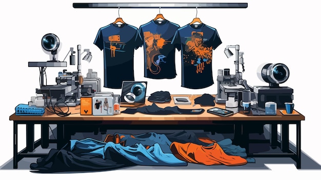 Vector stateoftheart printing studio for tshirts