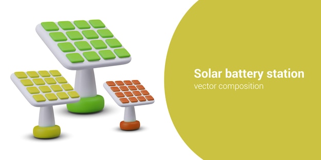 Vector station of solar batteries vector elements of different colors