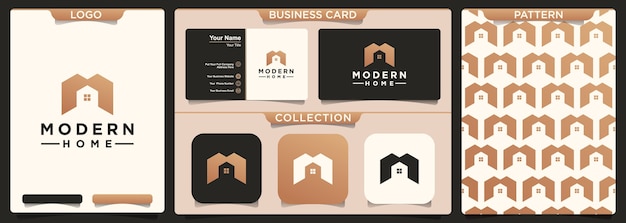 Stationery set of modern home logo design