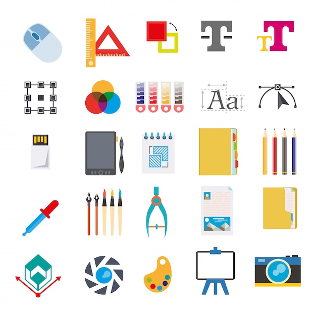 Stationery and tools for writing on computer vector set