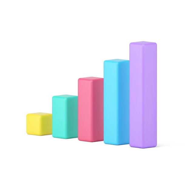 Statistic chart bars 3d icon Volumetric colored columns for informational presentation