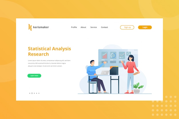 Statistical Analysis Research Illustration for Business Management Concept on Landing Page