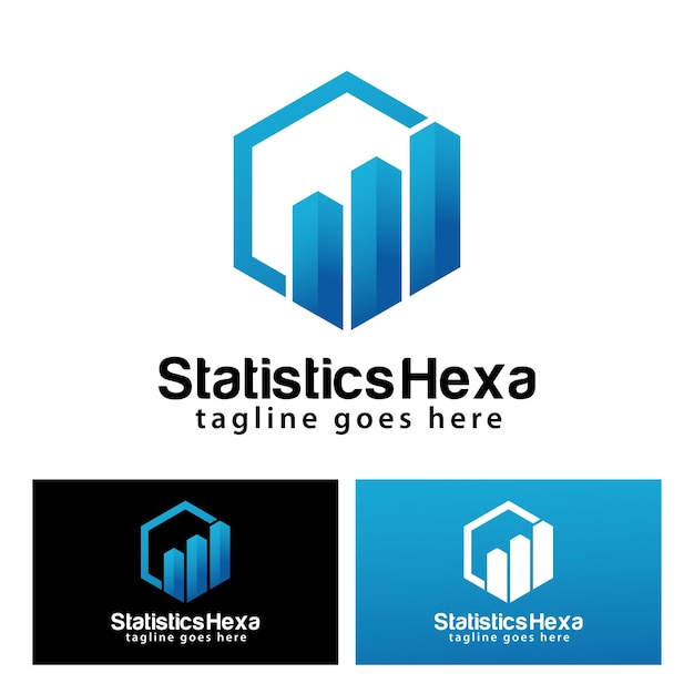 Statistics hexagon logo design template