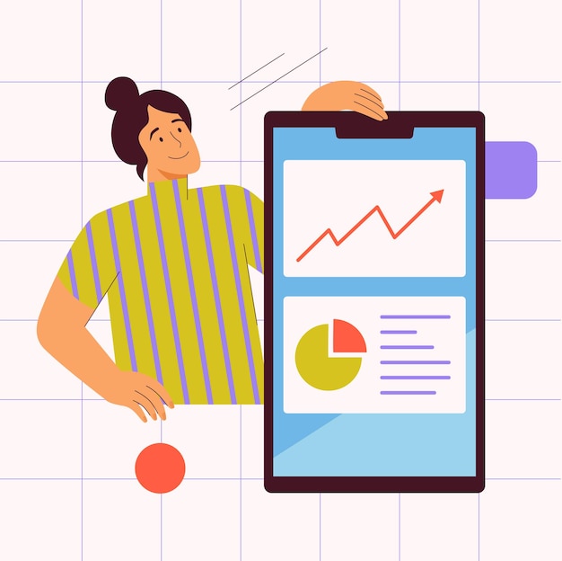 Statistics in mobile app concept business analytics