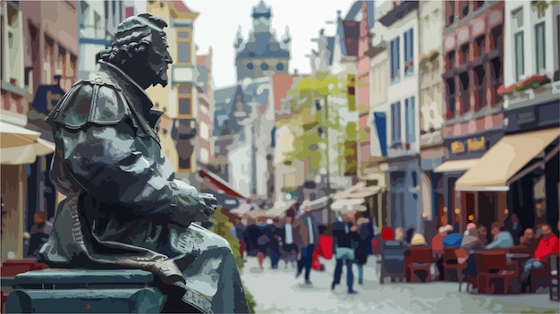 Vector statue of the 17th century in antwerp belgium