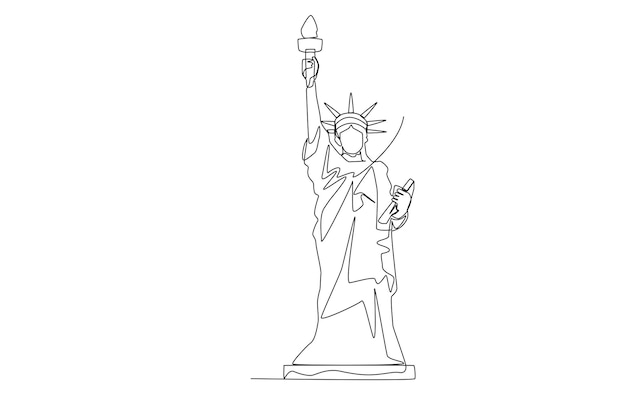 Statue of liberty in America line art