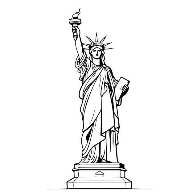 Statue of liberty new york landmark american symbol vector silhouette