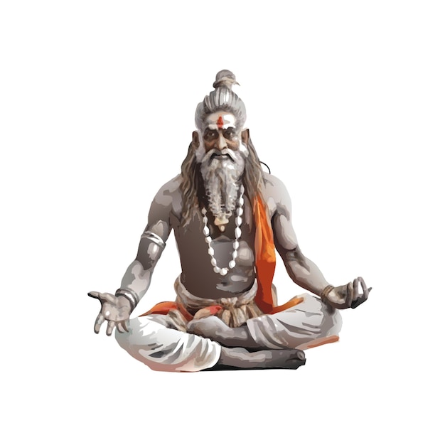 Vector a statue of a man with a white beard sits in a lotus position