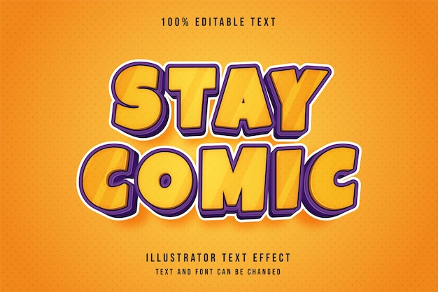 Stay comic,3d Editable text effect yellow gradation orange purple comic style effect