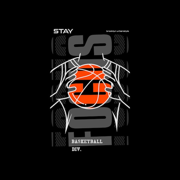 stay focus typography with silhouette illustration basketball player t shirt design