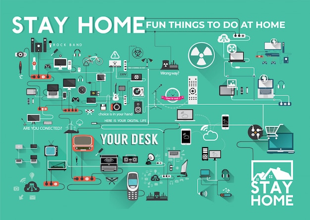 Stay Home infographic "Things to do at home"