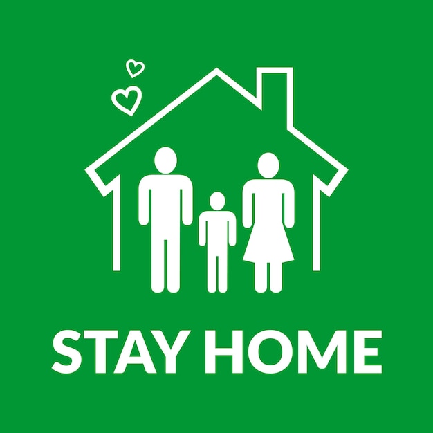 Stay home lettering typography poster in house silhouette