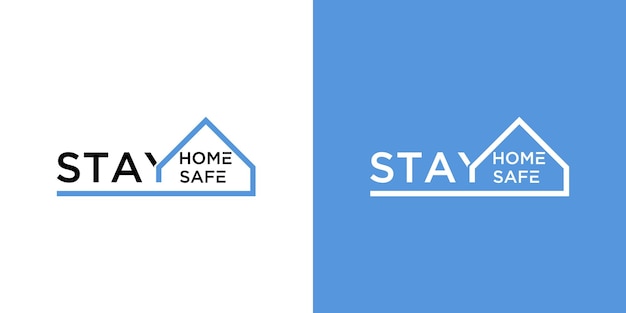 stay home and stay safe logo set