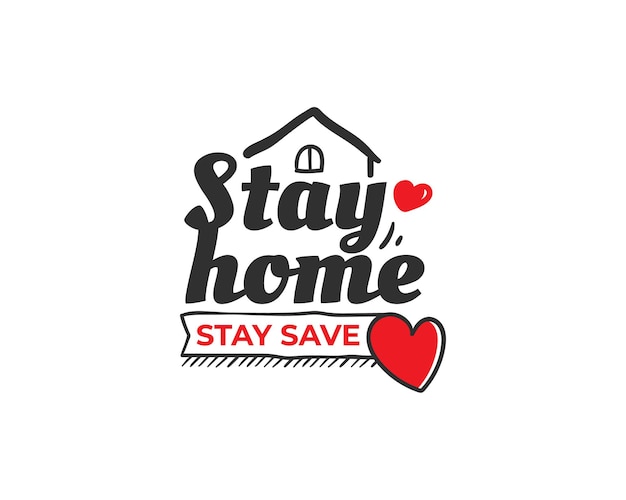 Stay home stay save doodle illustration