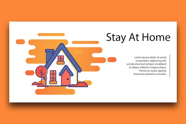 Stay at home template illustration.