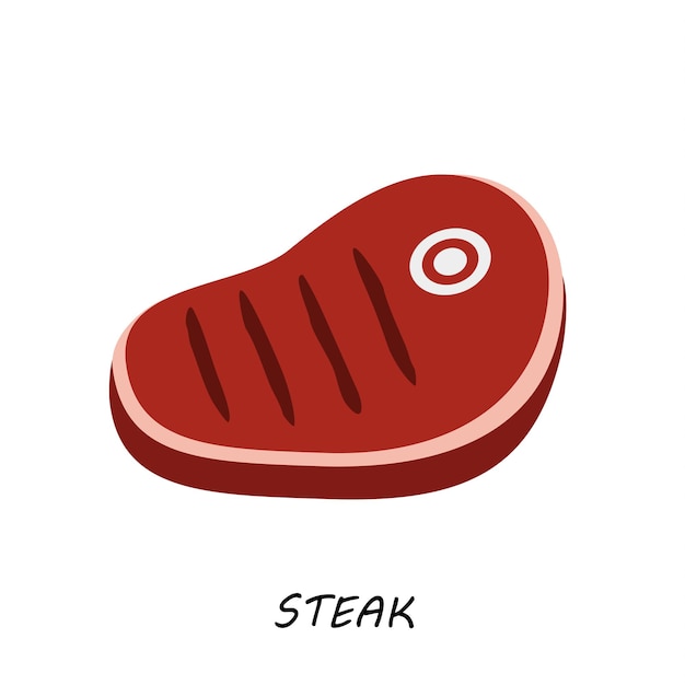 Steak, chop meat, a piece of meat cuts. Vector modern flat design