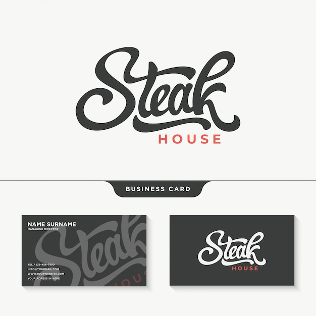 Steak House Typography Logo Design Template