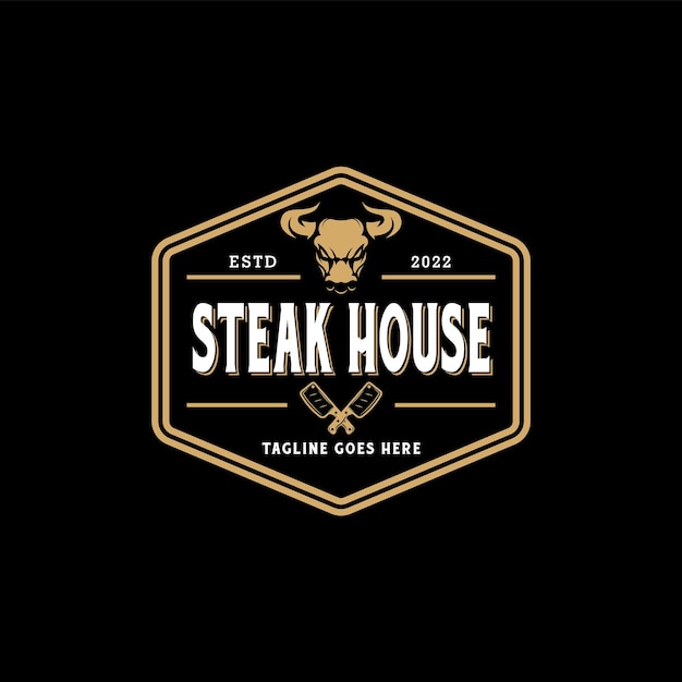 Steak House Vintage Badge Logo Design Inspiration For Restaurant